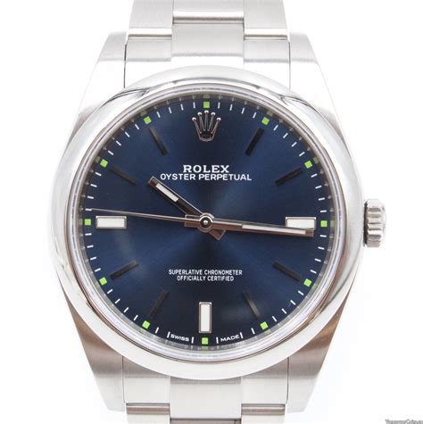 rolex osyster perpetual 39mm blue dial box and papers